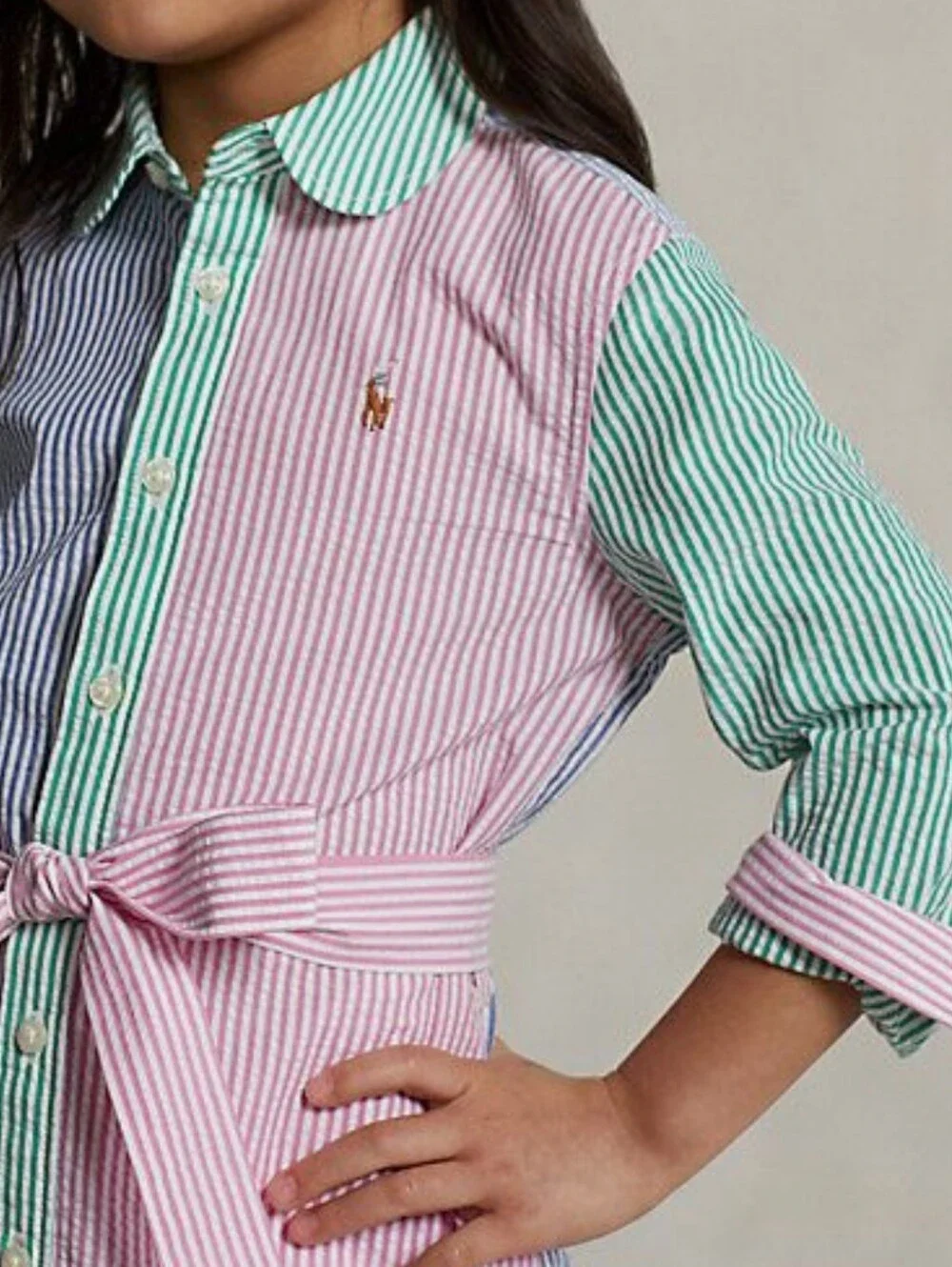 Ralph Lauren Baby Seersucker Shirtdress with Bloomers - Pastel Mix